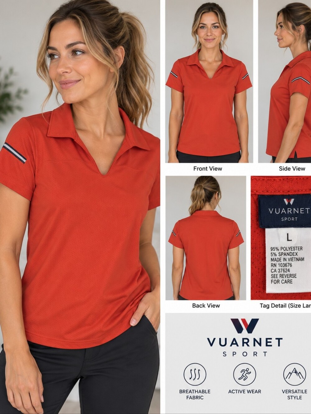 Vuarnet Rust-Orange Short Sleeve Polo Top